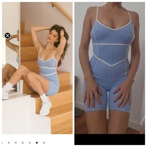 Nwot YLLW the label preppy blue w white piping snatched onesie runsie S